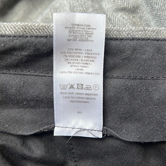 Herringbone gray tailored Topman pants - size 32R - Picture 5 of 5